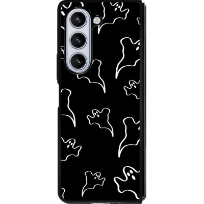 Coque Samsung Galaxy Z Fold5 - Silicone rigide noir Halloween 2024 black and white ghosts