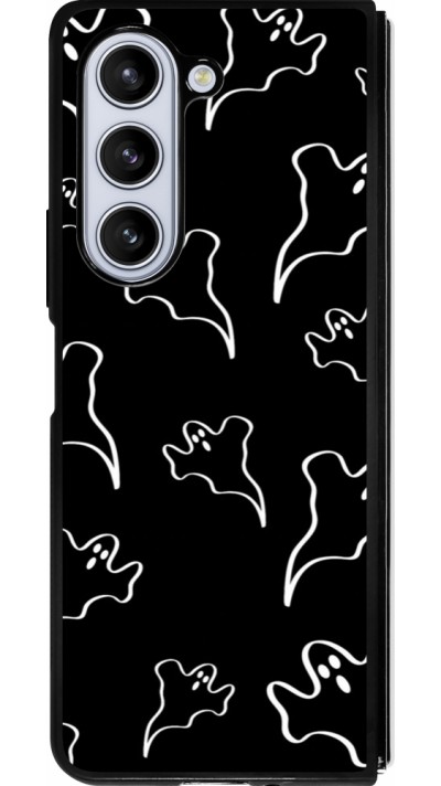 Coque Samsung Galaxy Z Fold5 - Silicone rigide noir Halloween 2024 black and white ghosts