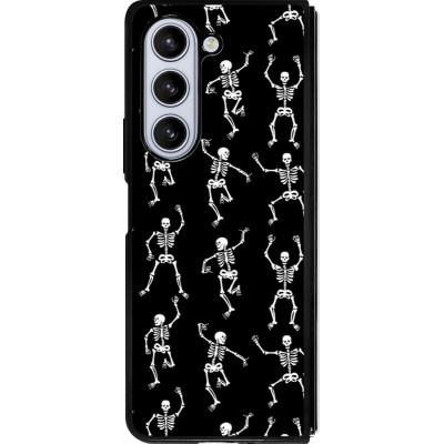 Coque Samsung Galaxy Z Fold5 - Silicone rigide noir Halloween 2024 dancing skeleton