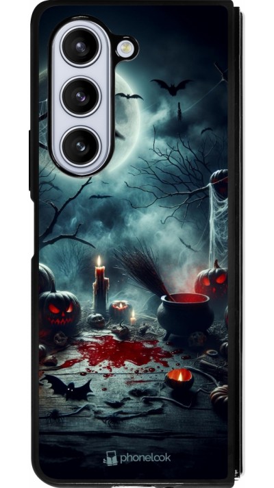 Coque Samsung Galaxy Z Fold5 - Silicone rigide noir Halloween 2024 Dark Moon