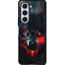 Coque Samsung Galaxy Z Fold5 - Silicone rigide noir Halloween 2024 mad werewolf