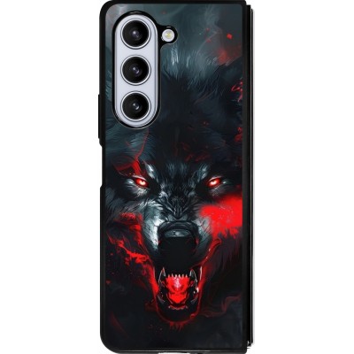 Coque Samsung Galaxy Z Fold5 - Silicone rigide noir Halloween 2024 mad werewolf