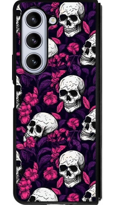 Coque Samsung Galaxy Z Fold5 - Silicone rigide noir Halloween 2024 romantic skulls