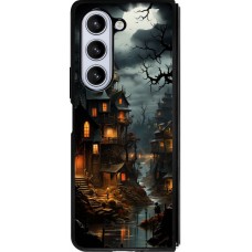 Coque Samsung Galaxy Z Fold5 - Silicone rigide noir Halloween 2024 scary town