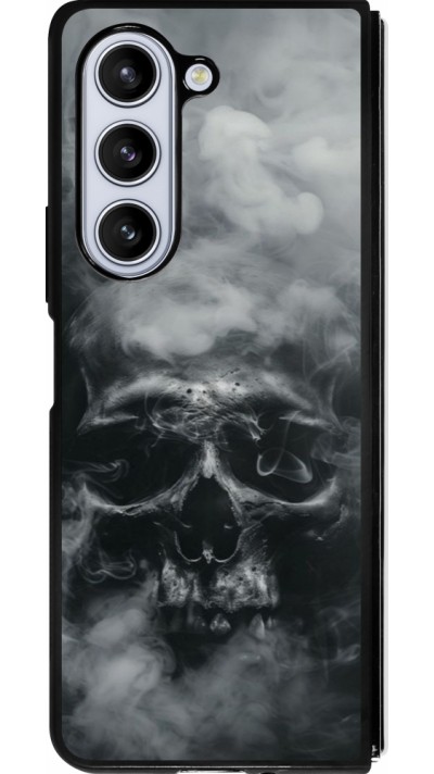 Coque Samsung Galaxy Z Fold5 - Silicone rigide noir Halloween 2024 smoky skull