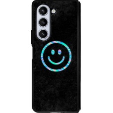 Coque Samsung Galaxy Z Fold5 - Silicone rigide noir Happy smiely irisé