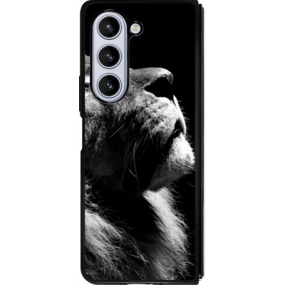 Coque Samsung Galaxy Z Fold5 - Silicone rigide noir Lion looking up