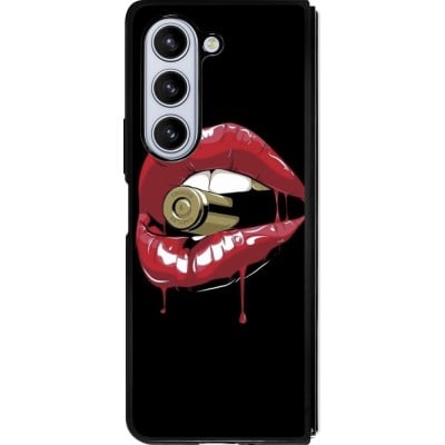 Coque Samsung Galaxy Z Fold5 - Silicone rigide noir Lips bullet