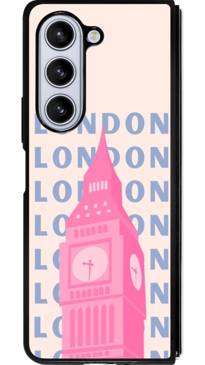 Coque Samsung Galaxy Z Fold5 - Silicone rigide noir London Pink Print