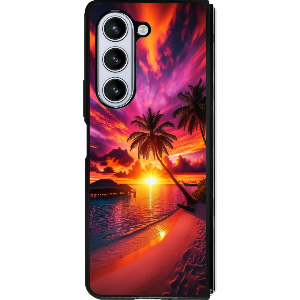 Coque Samsung Galaxy Z Fold5 - Silicone rigide noir Maldives Dusk Bliss