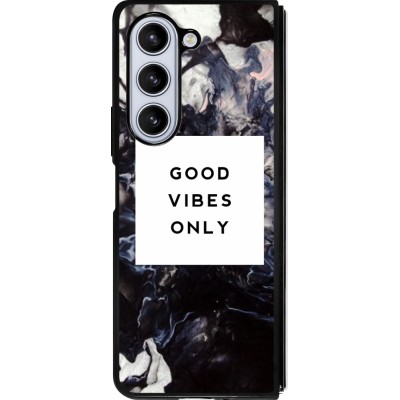 Coque Samsung Galaxy Z Fold5 - Silicone rigide noir Marble Good Vibes Only