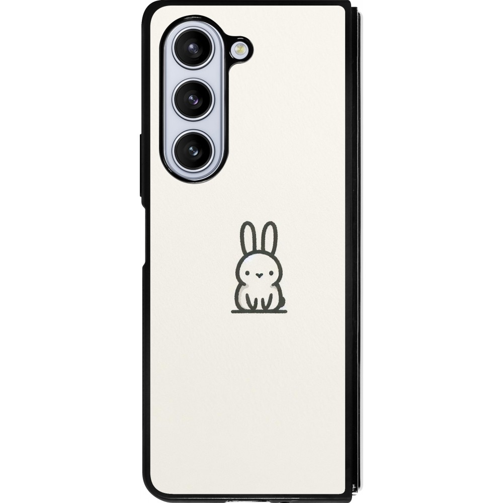 Coque Samsung Galaxy Z Fold5 - Silicone rigide noir Minimal bunny cutie