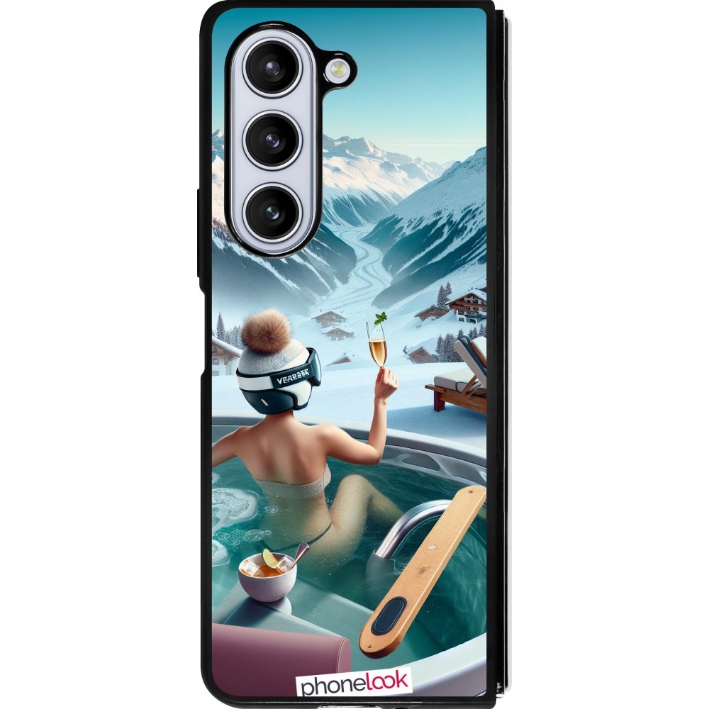 Coque Samsung Galaxy Z Fold5 - Silicone rigide noir Montagne Glamour Jacuzzi