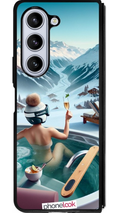 Coque Samsung Galaxy Z Fold5 - Silicone rigide noir Montagne Glamour Jacuzzi