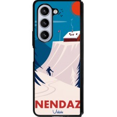 Coque Samsung Galaxy Z Fold5 - Silicone rigide noir Nendaz Cabane Ski