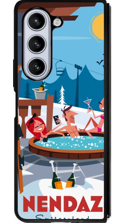 Coque Samsung Galaxy Z Fold5 - Silicone rigide noir Nendaz Mountain Jacuzzi