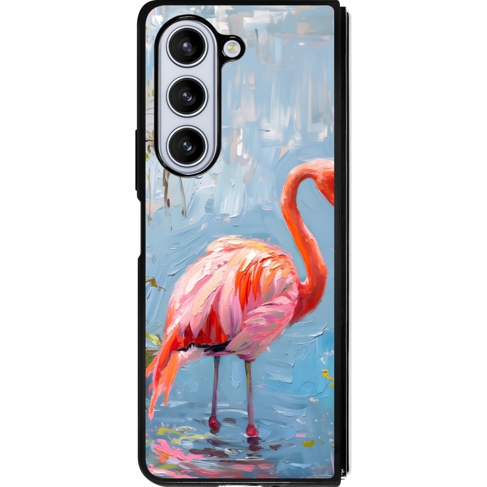 Coque Samsung Galaxy Z Fold5 - Silicone rigide noir Paint Flamingo