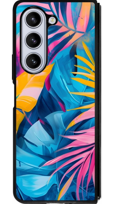 Coque Samsung Galaxy Z Fold5 - Silicone rigide noir Palms Blue