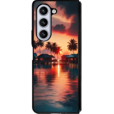 Coque Samsung Galaxy Z Fold5 - Silicone rigide noir Paradis Maldives