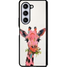 Coque Samsung Galaxy Z Fold5 - Silicone rigide noir Pink Girafe Paint