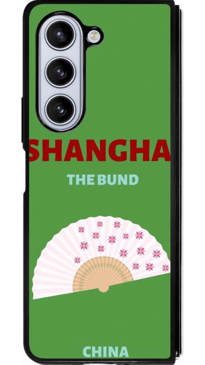 Coque Samsung Galaxy Z Fold5 - Silicone rigide noir Pop Summer Destination Shanghai