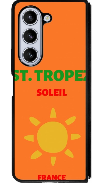 Coque Samsung Galaxy Z Fold5 - Silicone rigide noir Pop Summer Destination St-Tropez