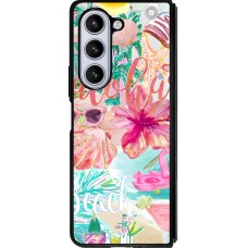 Coque Samsung Galaxy Z Fold5 - Silicone rigide noir Preppy Collage Aloha