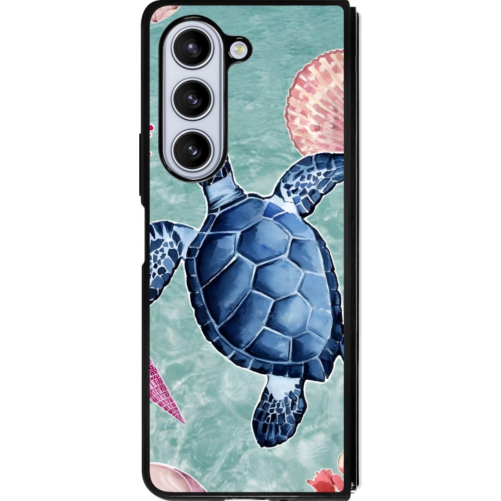 Coque Samsung Galaxy Z Fold5 - Silicone rigide noir Preppy Turtle