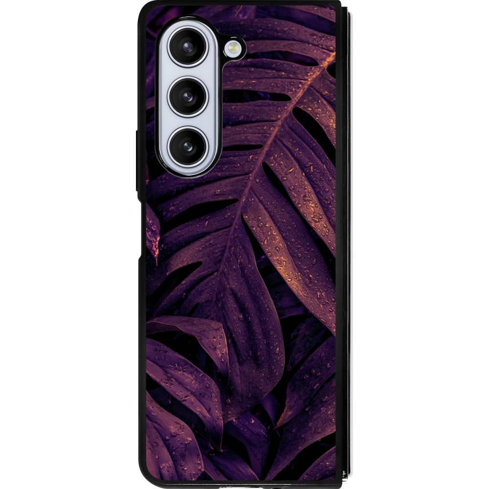 Coque Samsung Galaxy Z Fold5 - Silicone rigide noir Purple Light Leaves