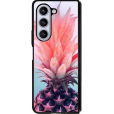 Coque Samsung Galaxy Z Fold5 - Silicone rigide noir Purple Pink Pineapple