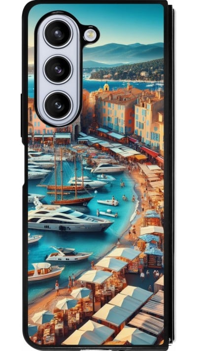 Coque Samsung Galaxy Z Fold5 - Silicone rigide noir Saint-Tropez Beach