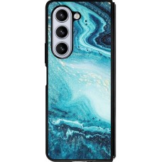 Coque Samsung Galaxy Z Fold5 - Silicone rigide noir Sea Foam Blue