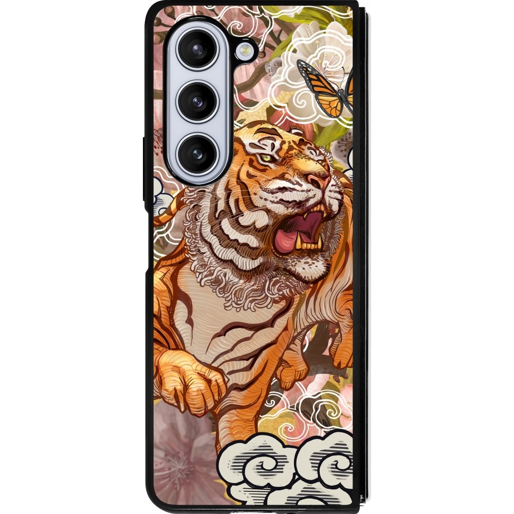 Coque Samsung Galaxy Z Fold5 - Silicone rigide noir Spring 23 japanese tiger