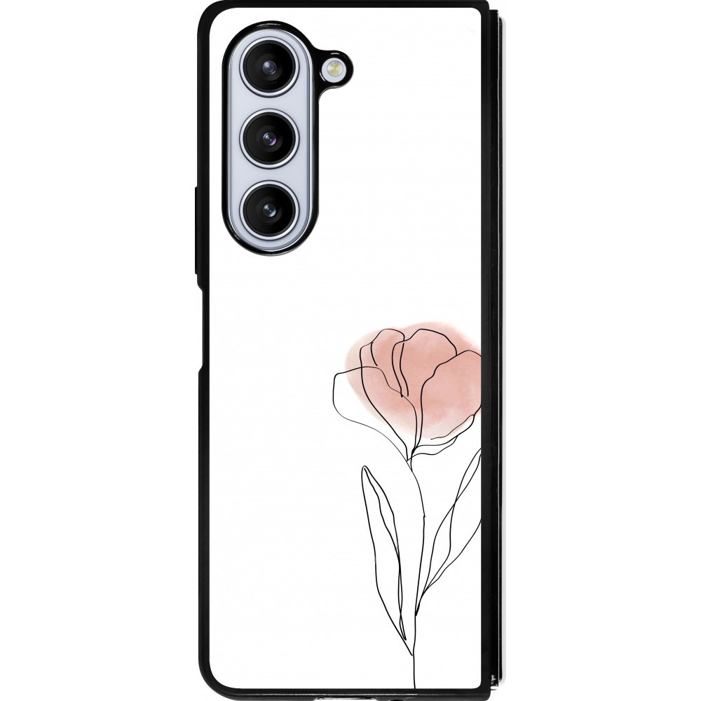 Coque Samsung Galaxy Z Fold5 - Silicone rigide noir Spring 23 minimalist flower