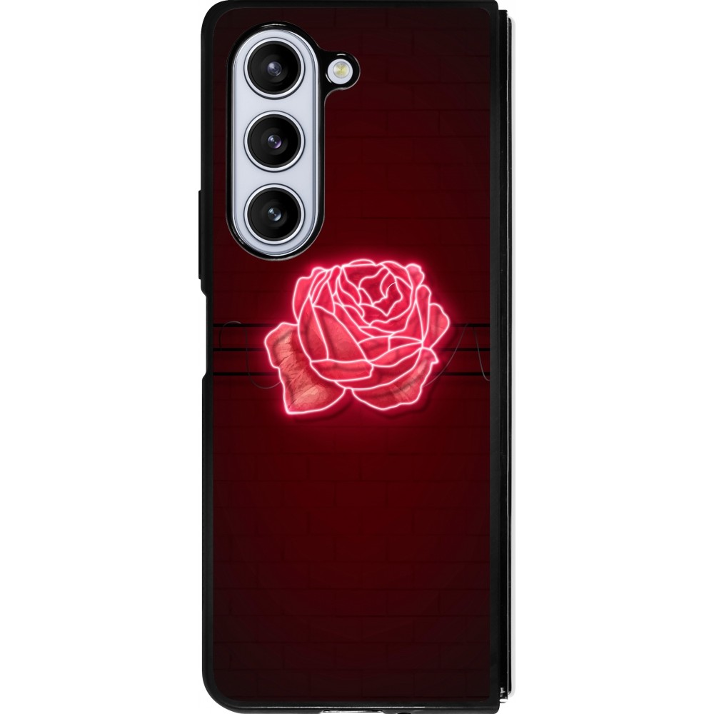 Coque Samsung Galaxy Z Fold5 - Silicone rigide noir Spring 23 neon rose