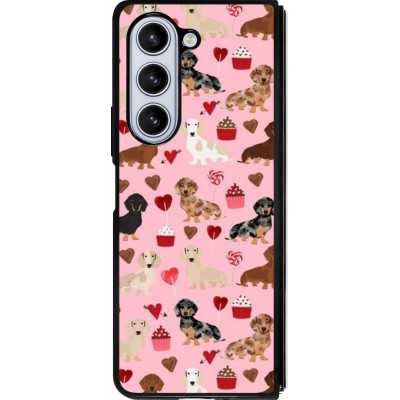 Coque Samsung Galaxy Z Fold5 - Silicone rigide noir Valentine 2024 puppy love