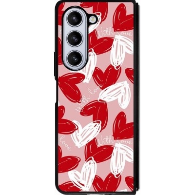 Coque Samsung Galaxy Z Fold5 - Silicone rigide noir Valentine 2024 with love heart