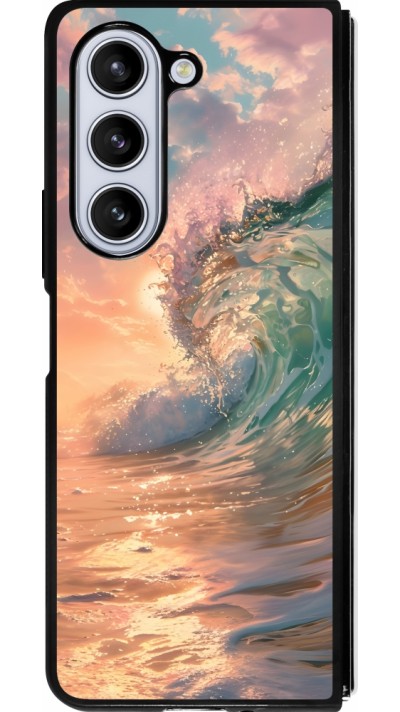 Coque Samsung Galaxy Z Fold5 - Silicone rigide noir Wave Sunset