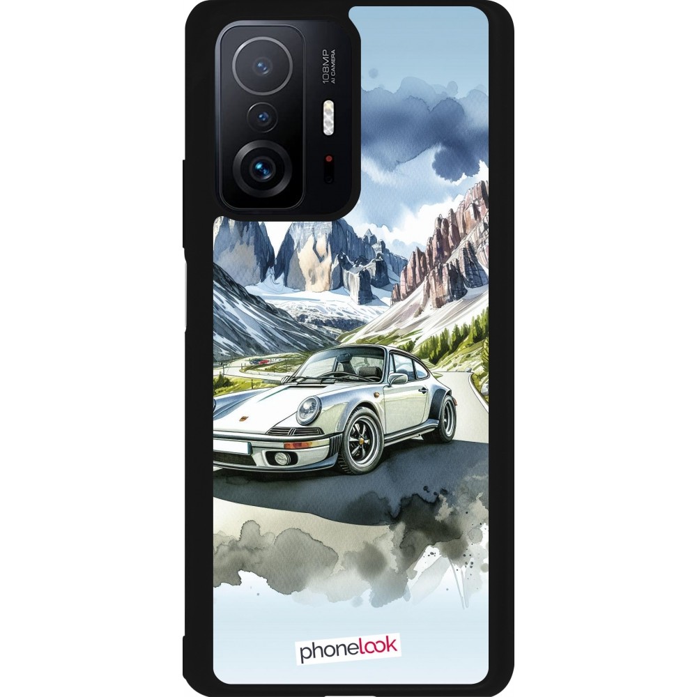 Coque Xiaomi 11T - Silicone rigide noir Porsche 911 Mountain Watercolor