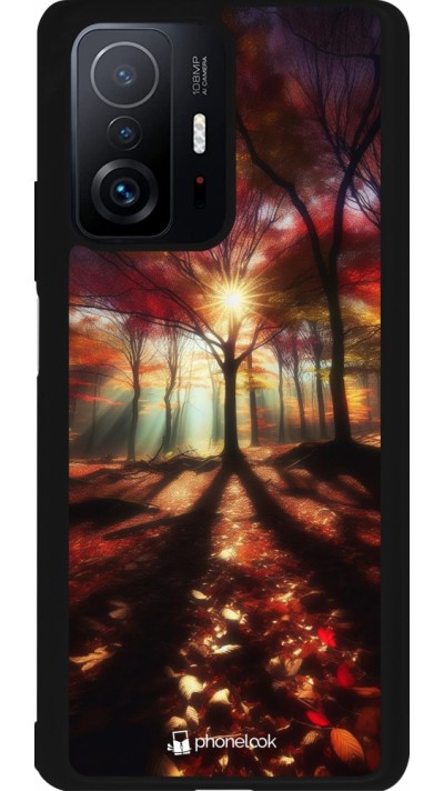 Coque Xiaomi 11T - Silicone rigide noir Automne doré glare