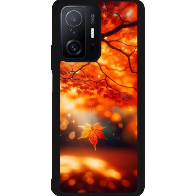 Coque Xiaomi 11T - Silicone rigide noir Automne Magique Orange