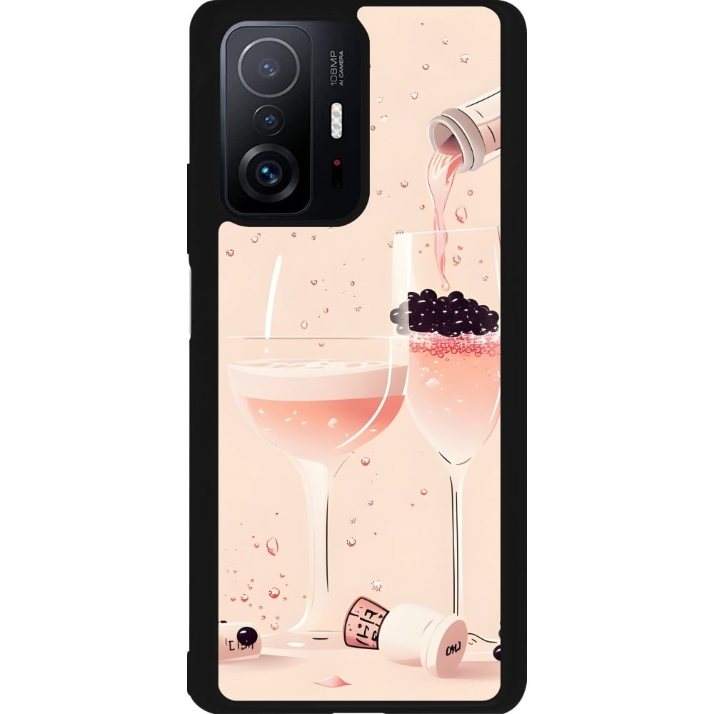 Coque Xiaomi 11T - Silicone rigide noir Champagne Pouring Pink