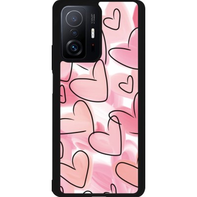 Coque Xiaomi 11T - Silicone rigide noir Easter 2023 pink hearts