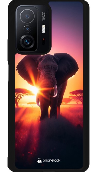 Coque Xiaomi 11T - Silicone rigide noir Elephant Sunrise Beauty