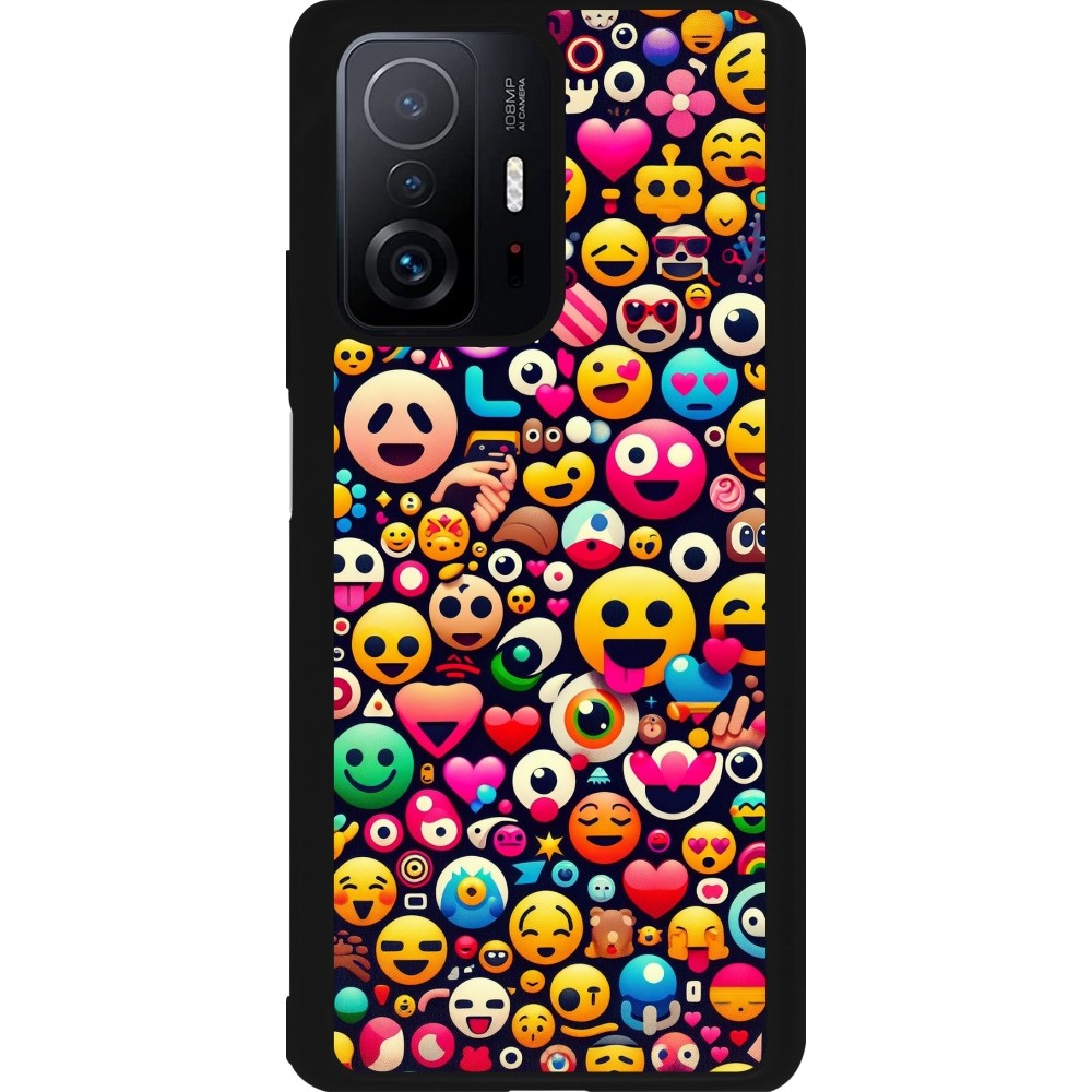 Coque Xiaomi 11T - Silicone rigide noir Emoji Mix Color