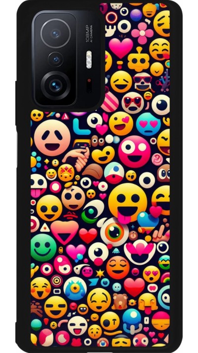 Coque Xiaomi 11T - Silicone rigide noir Emoji Mix Color