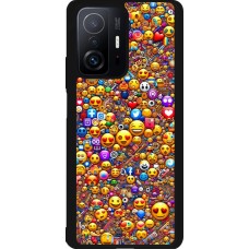 Coque Xiaomi 11T - Silicone rigide noir Emoji mixed