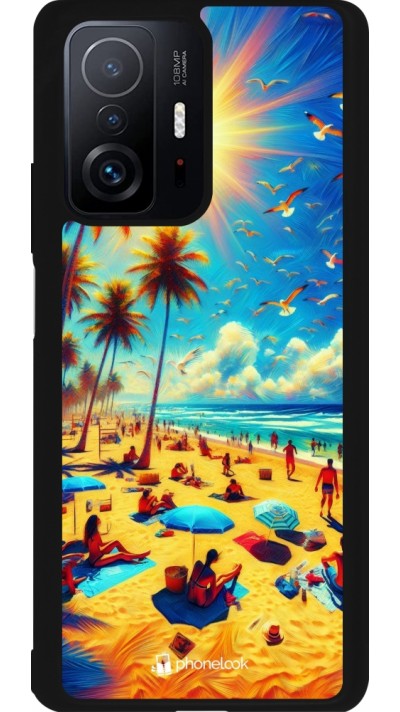 Coque Xiaomi 11T - Silicone rigide noir Été Paradis Paint