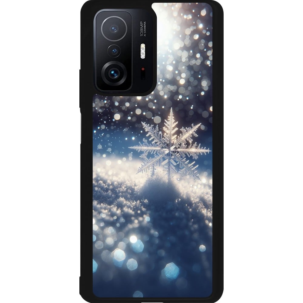 Coque Xiaomi 11T - Silicone rigide noir Flocon Solaire Éclat