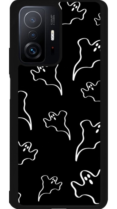 Coque Xiaomi 11T - Silicone rigide noir Halloween 2024 black and white ghosts